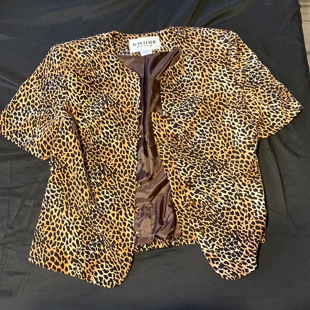 joan leslie suit size 12 cheetah print